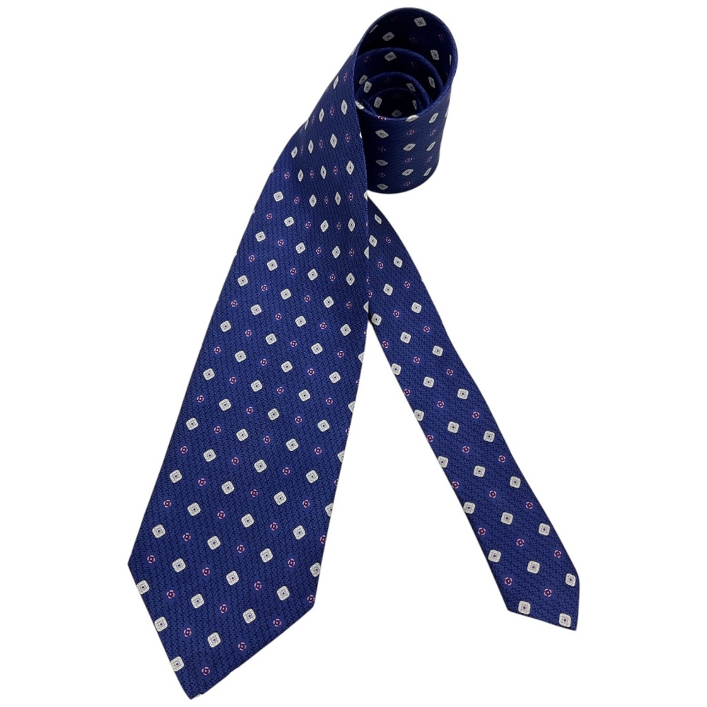 🆕RICHEL Blue Geometric Floral Silk LUXURY Tie HANDMADE SPAIN